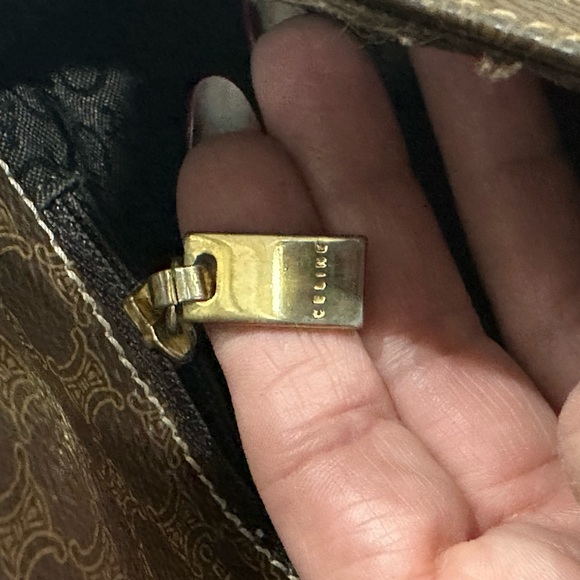 Céline, Pre-Loved Brown Coated Canvas Macadam Shoulder Bag. - Picture 11 of 16